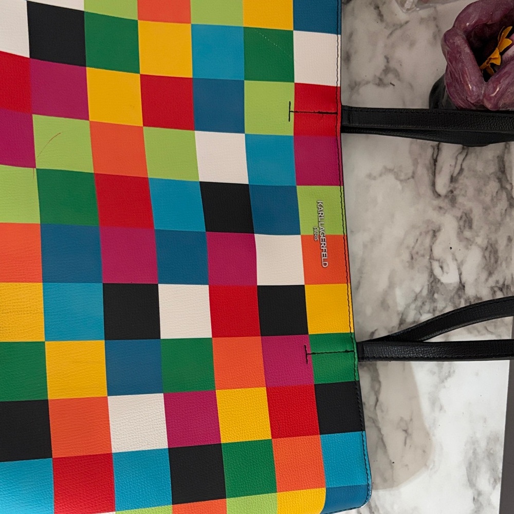 Karl Lagerfeld Multicolor Checkered Laptop Bag